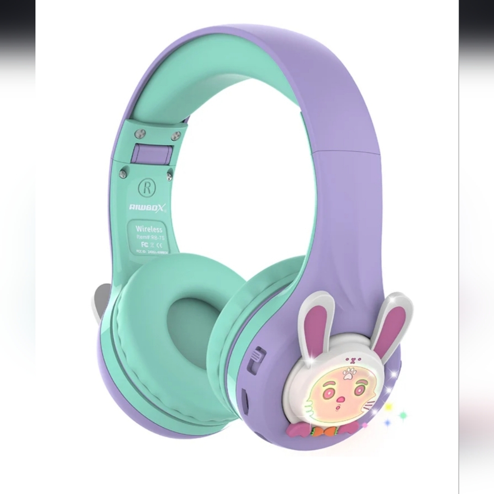Riwbox Rabbit RB-7S Bluetooth Headphones With LED For Kids
